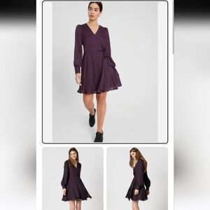 Banana Republic Satin Purple Wrap Dress